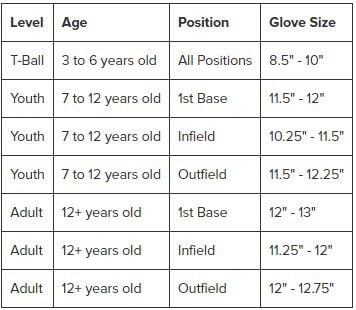 Baseball Glove Size